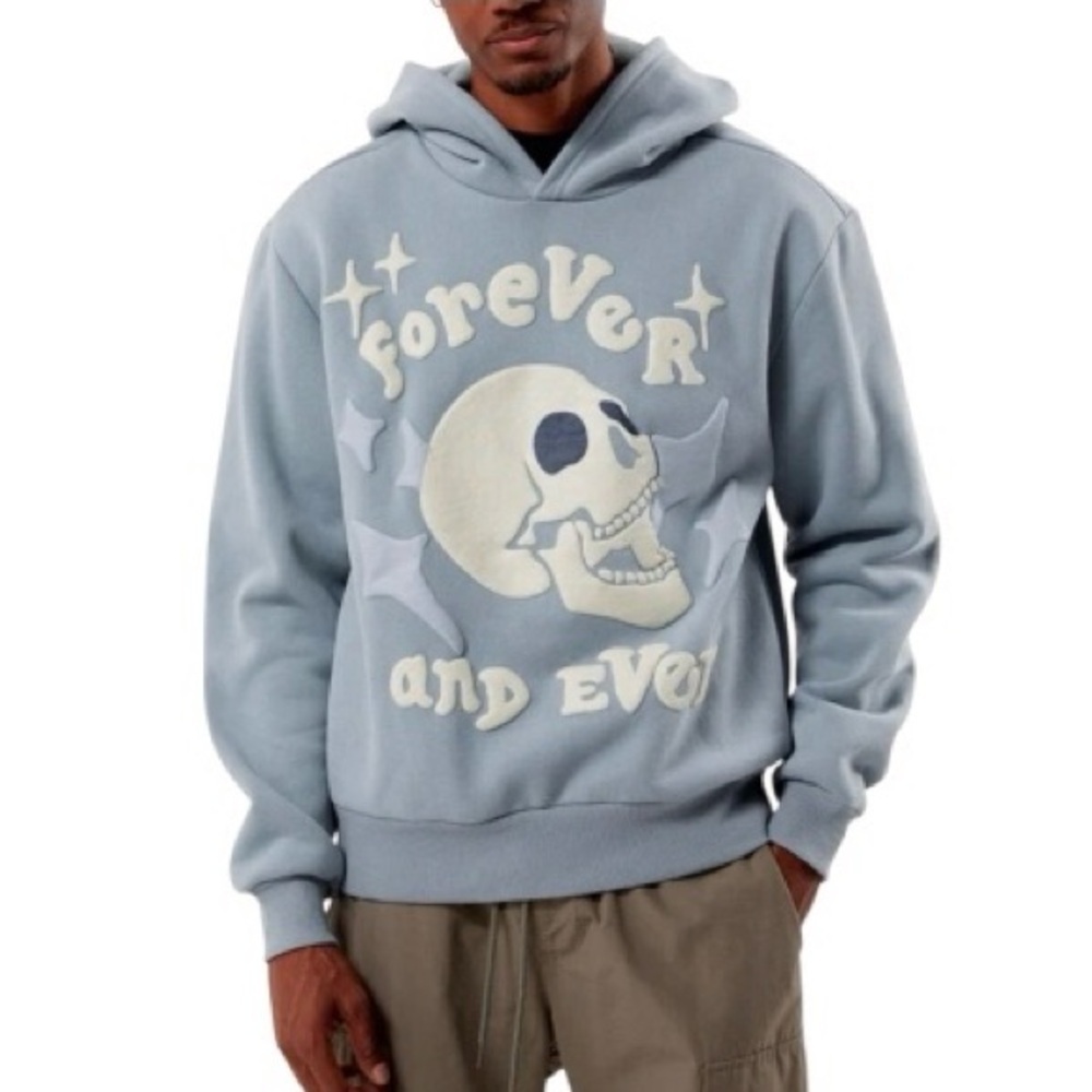 PAC Sun Forever Puff Hoodie In Steel Blue Men’s Small casual pullover sweatshirt - Picture 1 of 6